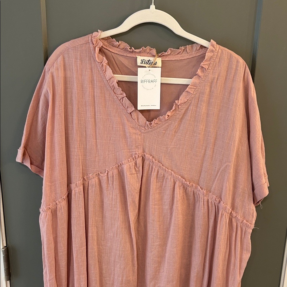 Listicle Mauve Ruffle Trim Babydoll dress size medium New